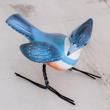 Kingfisher Hand Sculpted, Hand Painted Ceramic Kingfisher Figurine