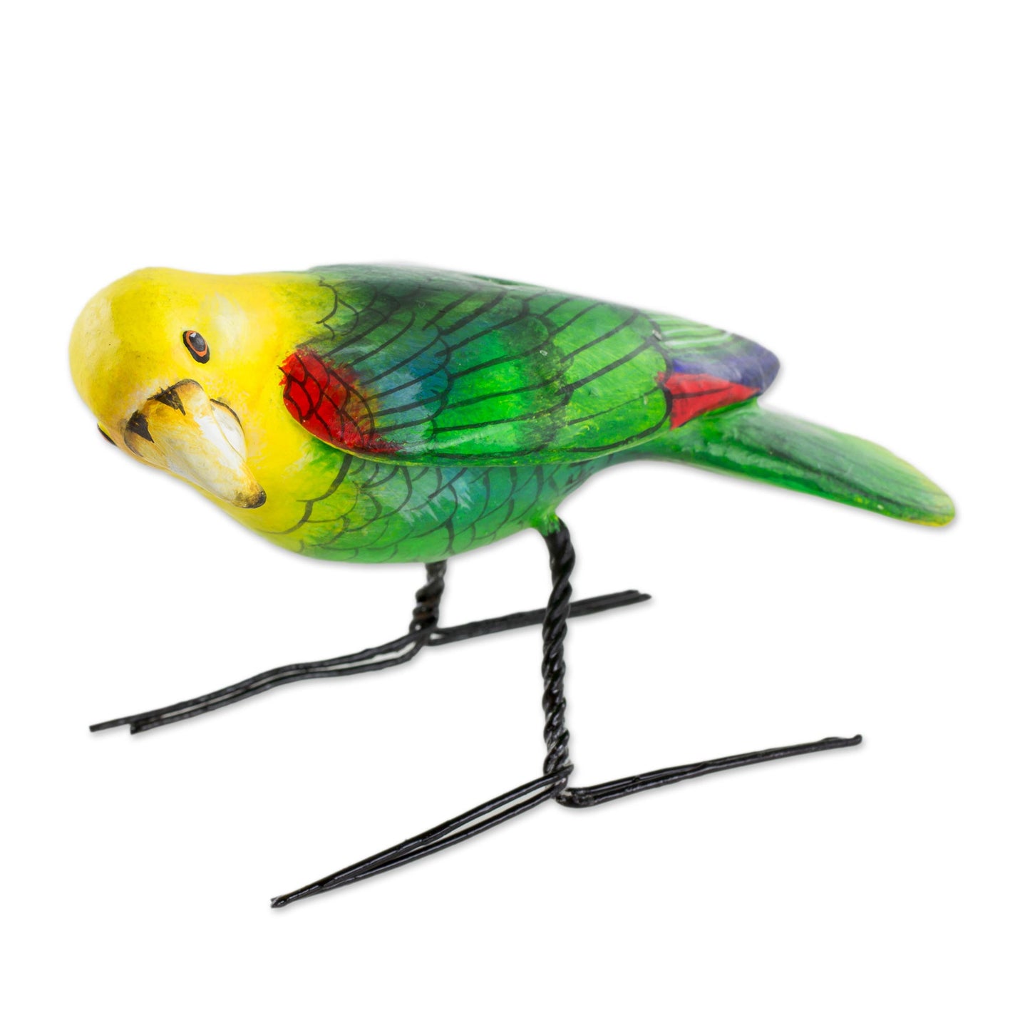 Yellow-Headed Parrot Hand Sculpted Ceramic Yellow Headed Parrot Figurine