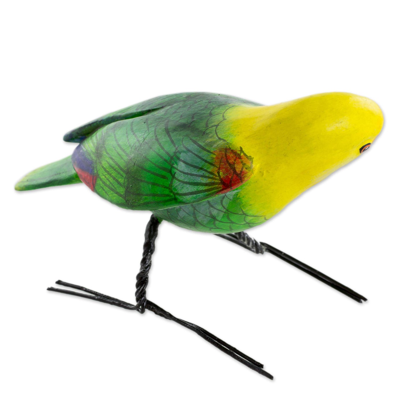 Yellow-Headed Parrot Hand Sculpted Ceramic Yellow Headed Parrot Figurine