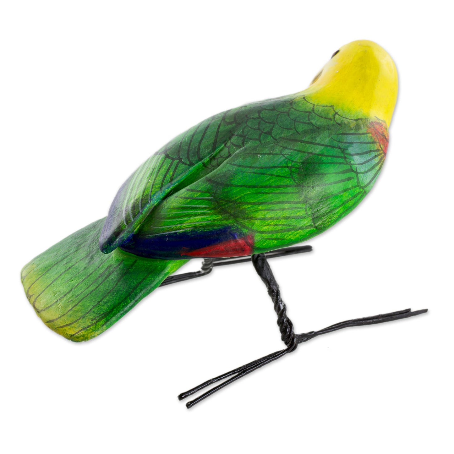 Yellow-Headed Parrot Hand Sculpted Ceramic Yellow Headed Parrot Figurine