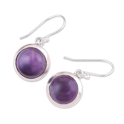 Celestial Promise Amethyst and Sterling Silver Dangle Earrings from India