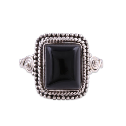 Block Party Bezel Set Onyx and Sterling Silver Cocktail Ring