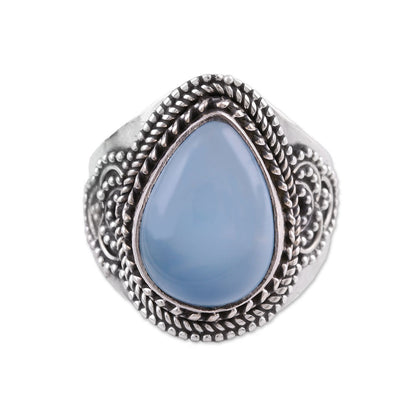 Charismatic Blue Charm Sterling Silver Blue Chalcedony Cocktail Ring