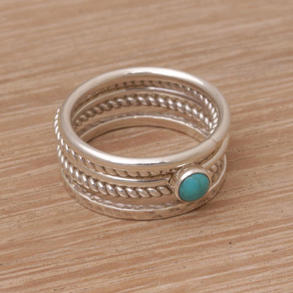 Alignment Handmade 925 Sterling Silver Turquoise Stacking Ring