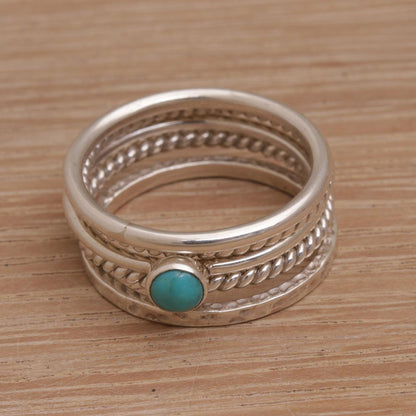 Alignment Handmade 925 Sterling Silver Turquoise Stacking Ring