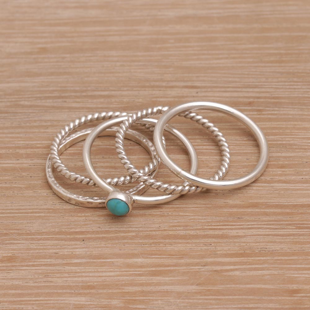 Alignment Handmade 925 Sterling Silver Turquoise Stacking Ring