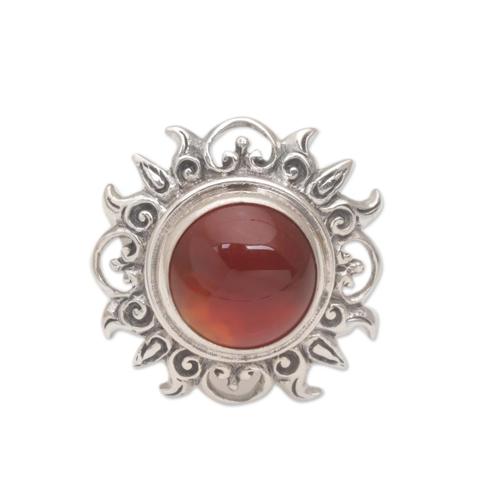 Carnelian Sterling Silver Sun Cocktail Ring