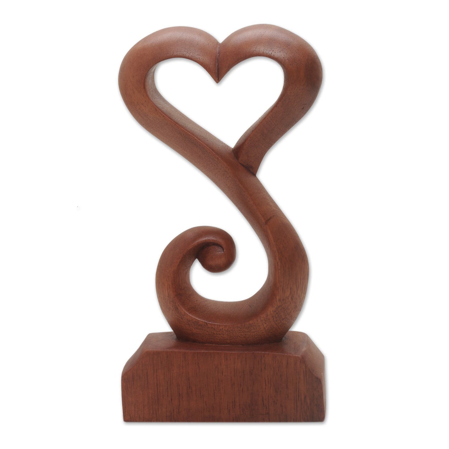 Tangled Love Hand Crafted Suar Wood Open Heart Statuette Home Decor