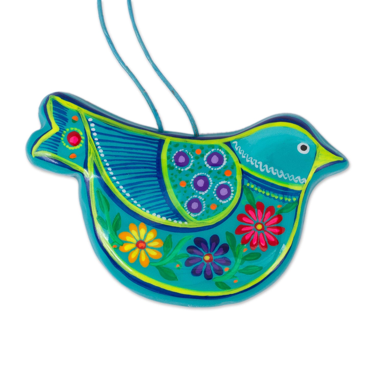 Turquoise Doves 2 Caribbean Blue Ceramic Handcrafted and Painted Ornaments