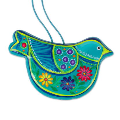 Turquoise Doves 2 Caribbean Blue Ceramic Handcrafted and Painted Ornaments