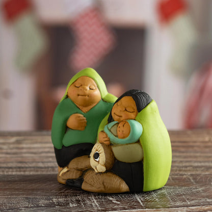 Holy Family in Peru Petite Andean Christmas Nativity Scene in Ceramic