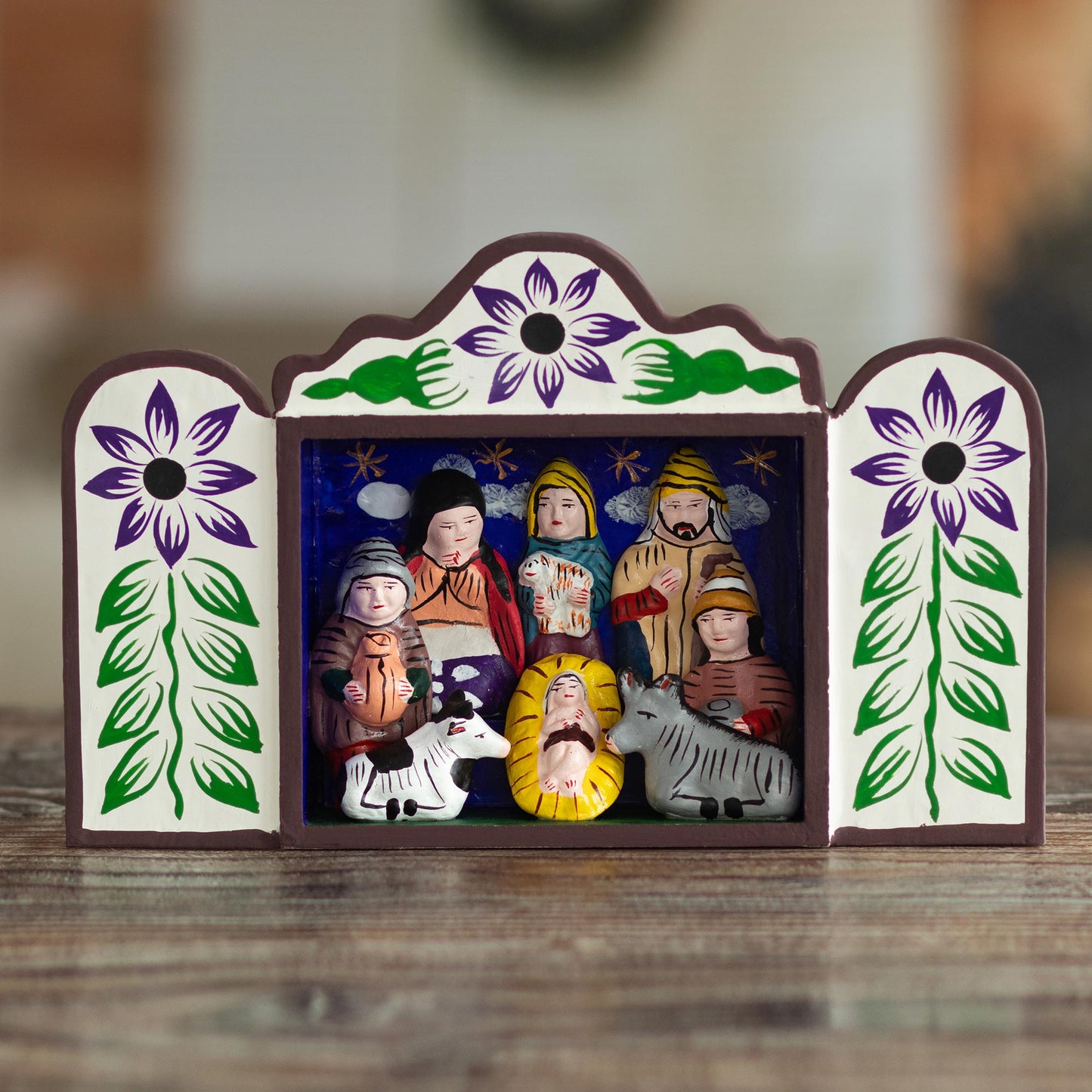 First Christmas in Peru Andean Handcrafted Retablo Diorama Folk Art Nativity Scene