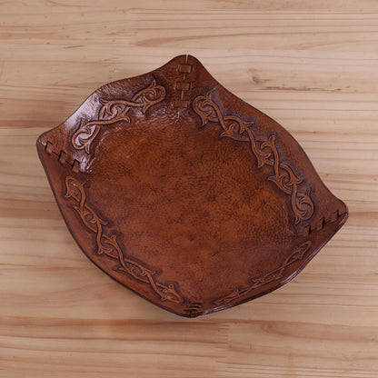 Bramblebush Peruvian Handcrafted Tooled Leather Andean Catchall