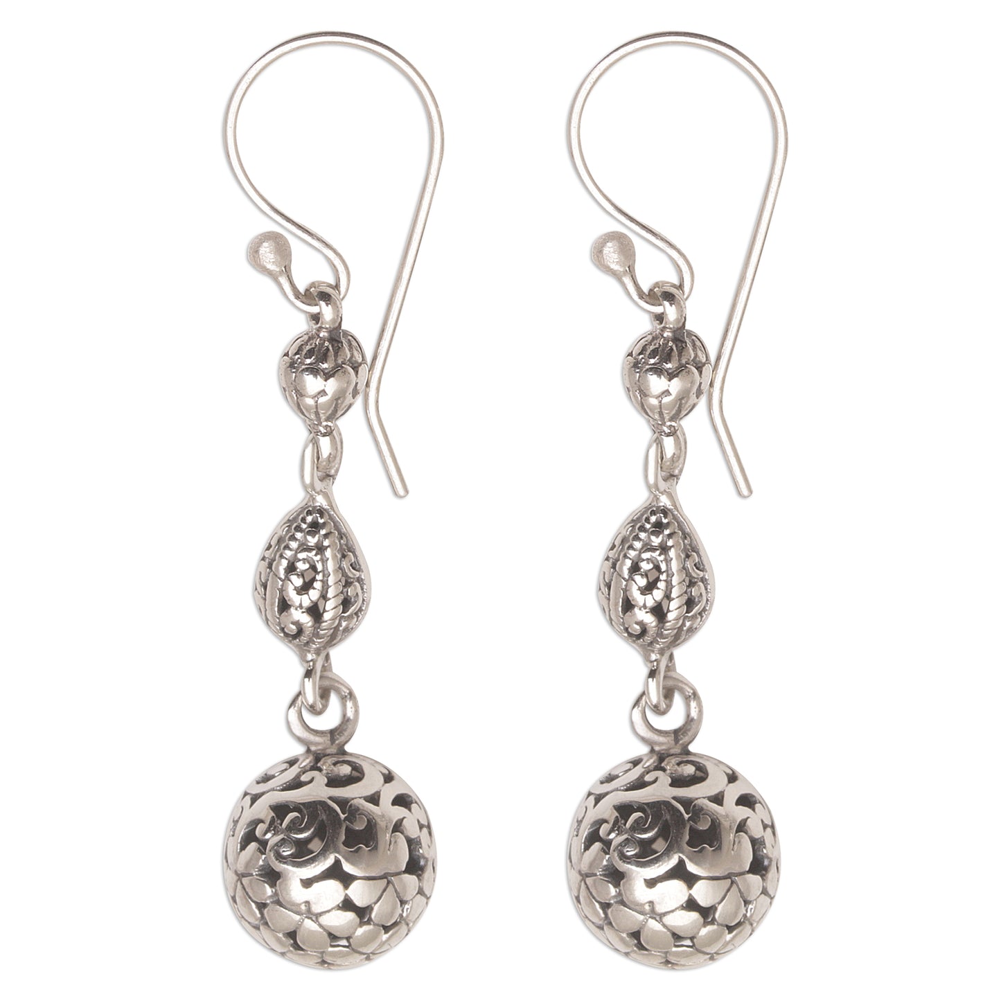 Forest Orbs Indonesian Artisan Handmade 925 Sterling Silver Orb Earrings