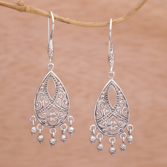 Ballroom Crest Artisan Handmade 925 Sterling Silver Chandelier Earrings