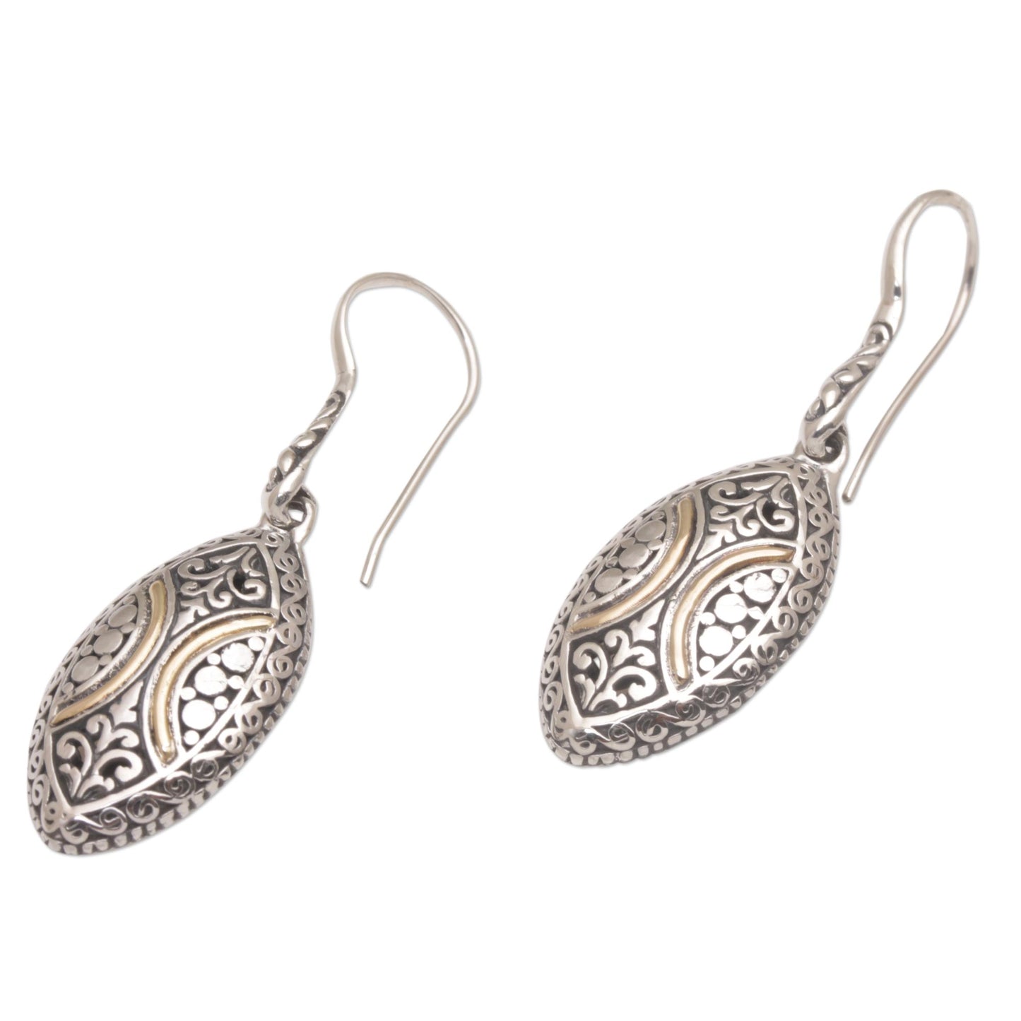 Palatial Eternity 18k Gold Accent Sterling Silver Dangle Earrings from Bali