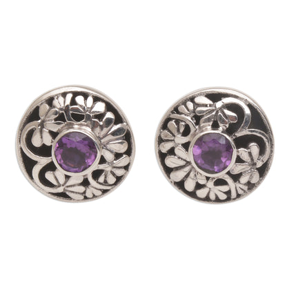 Enchantree Handmade Amethyst 925 Sterling Silver Stud Earrings