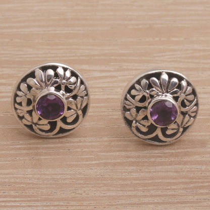 Enchantree Handmade Amethyst 925 Sterling Silver Stud Earrings