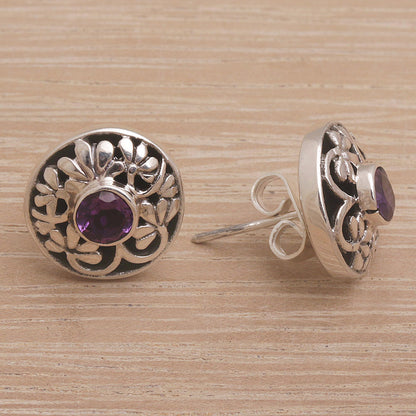 Enchantree Handmade Amethyst 925 Sterling Silver Stud Earrings
