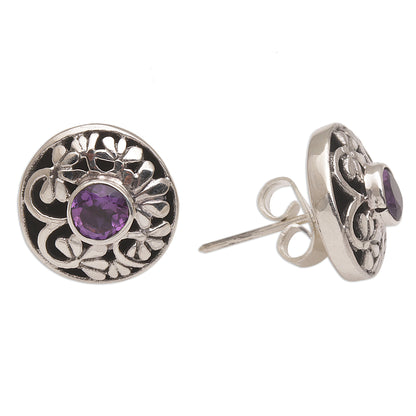 Enchantree Handmade Amethyst 925 Sterling Silver Stud Earrings