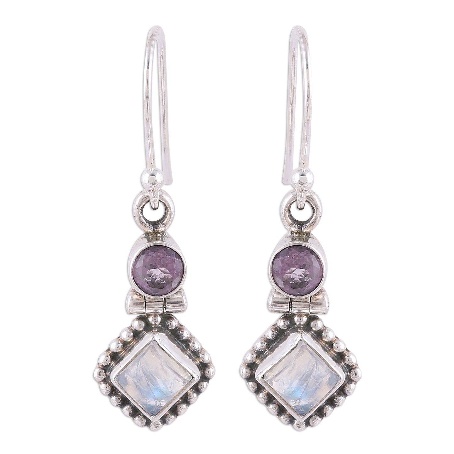 Enchanting Duo Handmade Multi-Gemstone Sterling Silver Dangle Earrings