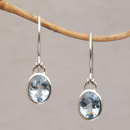 Blue Paws Blue Topaz and Sterling Silver Paw Print Dangle Earrings