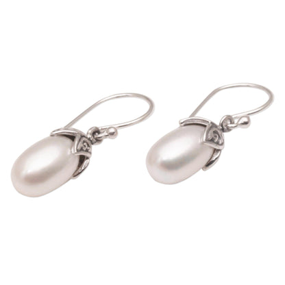 Moonlight Seeds Handmade 925 Sterling Silver Cultured Pearl Dangle Earrings