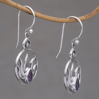 Lotus Soul Handmade 925 Sterling Silver Amethyst Lotus Earrings