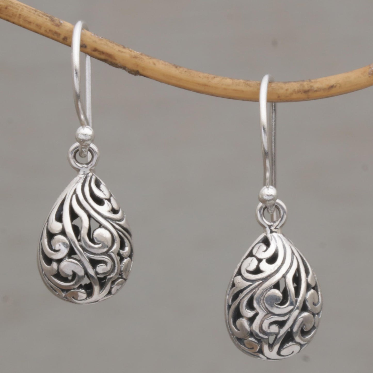 Envelop Eternity Hand Crafted Balinese Sterling Silver Dangle Earrings