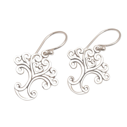 Loving Tree Handmade Sterling Silver Tree Earrings from Indonesia