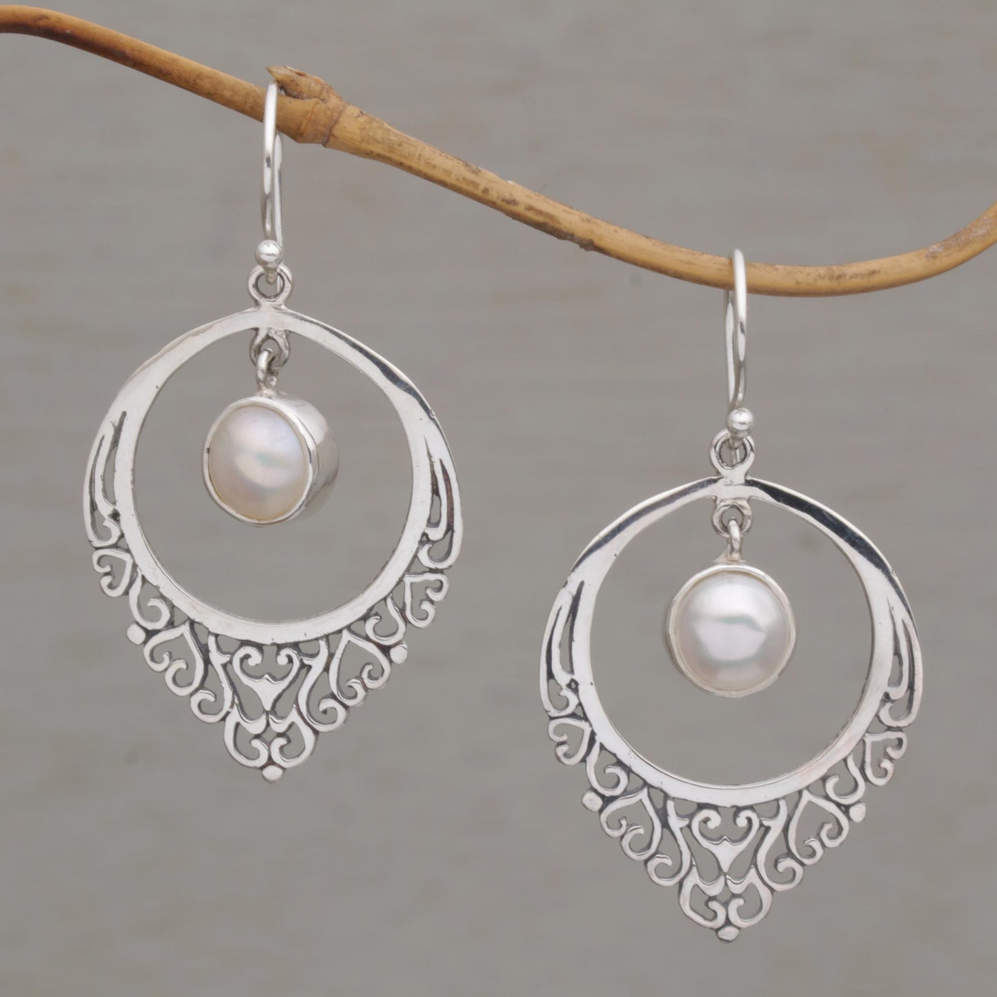 Fair Daydream Handmade 925 Sterling Silver Cultured Mabe Pearl Earrings