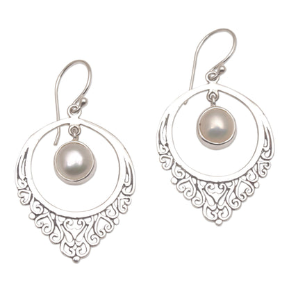 Fair Daydream Handmade 925 Sterling Silver Cultured Mabe Pearl Earrings