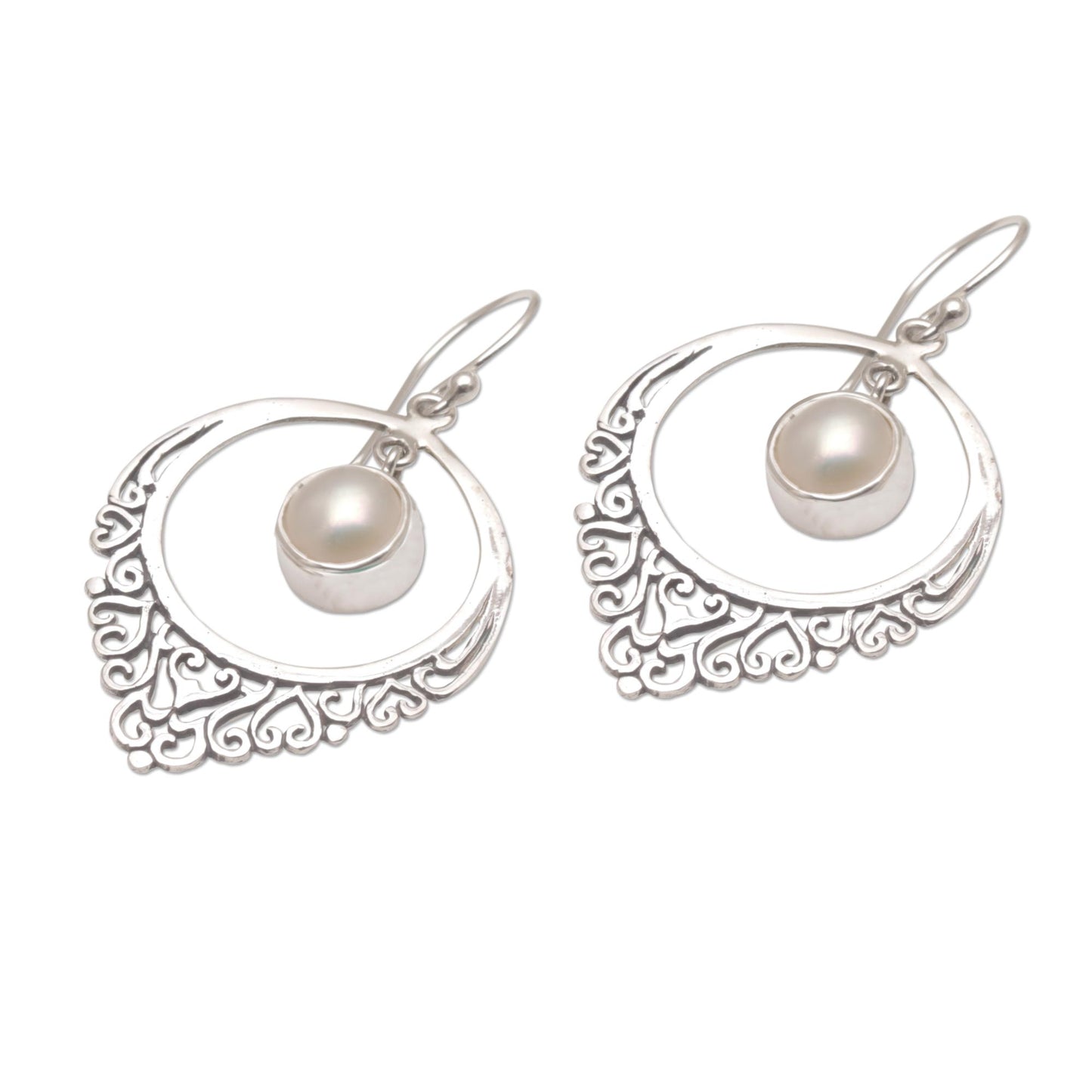 Fair Daydream Handmade 925 Sterling Silver Cultured Mabe Pearl Earrings