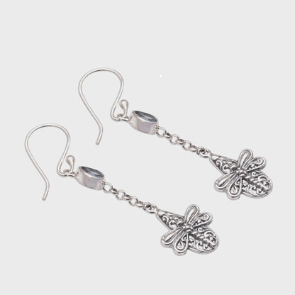 Dragonfly Altar Handmade 925 Sterling Silver Blue Topaz Dragonfly Earrings