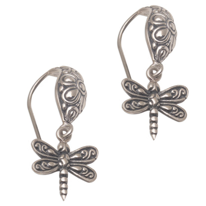 Dragonfly Delight Handmade Balinese Sterling Silver Dragonfly Dangle Earrings