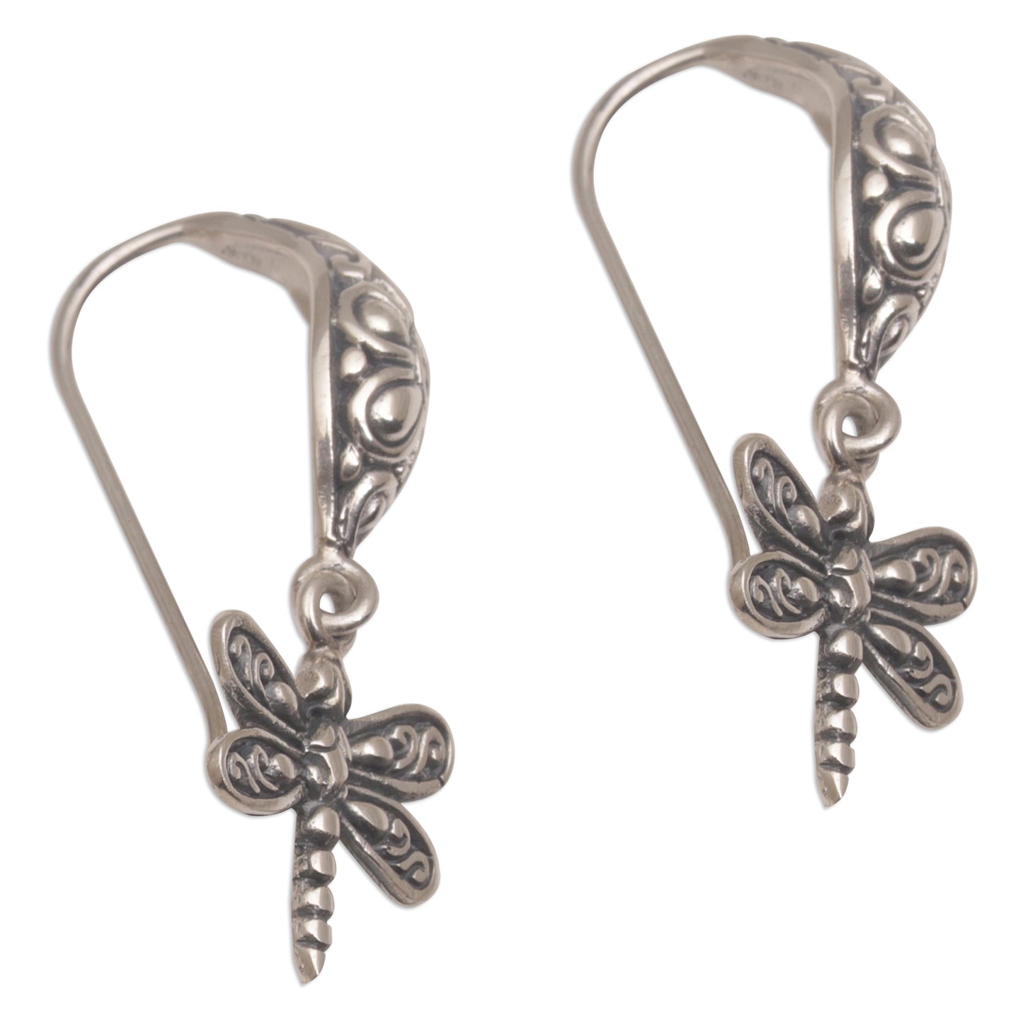 Dragonfly Delight Handmade Balinese Sterling Silver Dragonfly Dangle Earrings