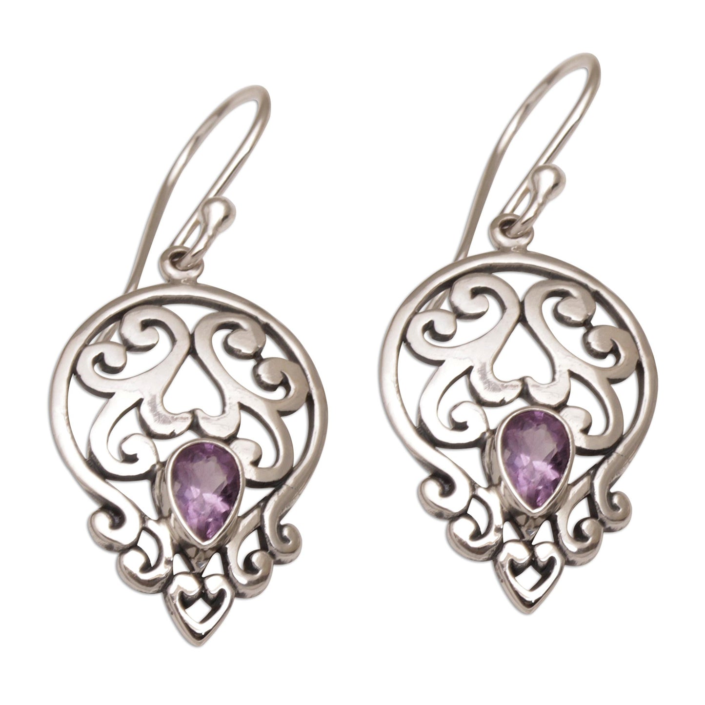 Lilac Majesty Balinese Amethyst and Sterling Silver Dangle Earrings