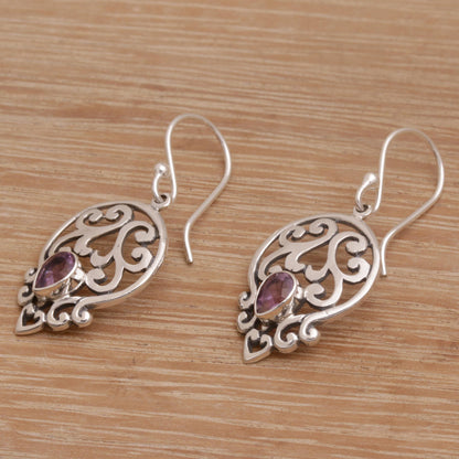 Lilac Majesty Balinese Amethyst and Sterling Silver Dangle Earrings