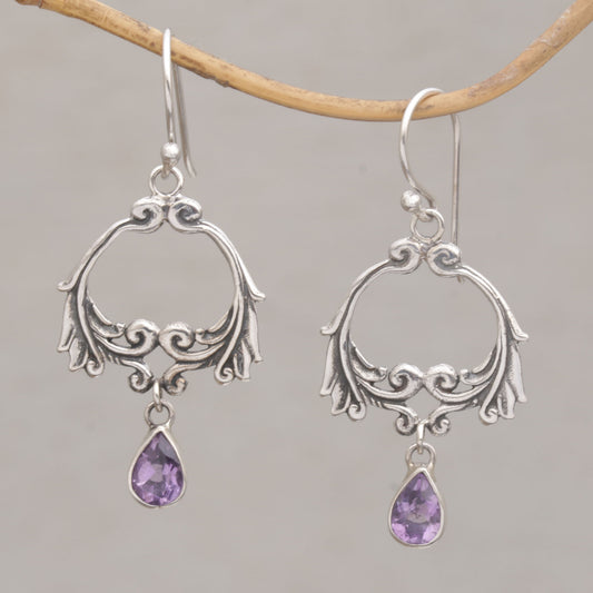 Bali Garland Garland Shaped Sterling Silver Earrings with Amethysts