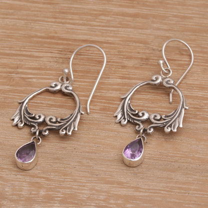 Bali Garland Garland Shaped Sterling Silver Earrings with Amethysts