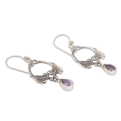 Bali Garland Garland Shaped Sterling Silver Earrings with Amethysts