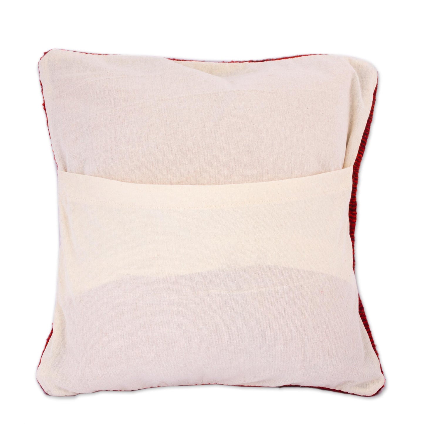 NOVICA  Red Hand Woven Wool Throw Pillow Cover, 'Dotted Passion In Red'