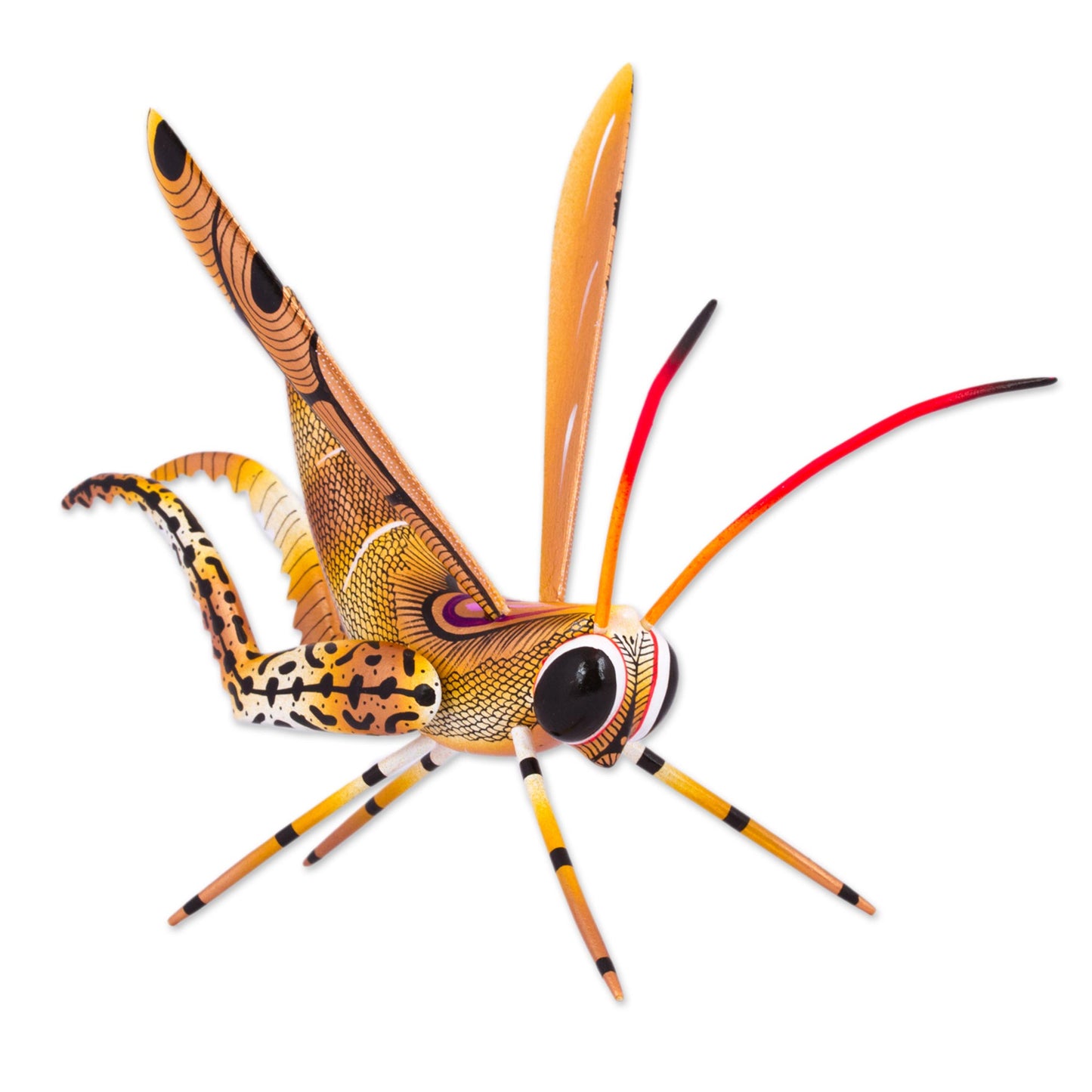 Golden Cricket Cricket Copal Alebrije Wood Sculpture from Mexico