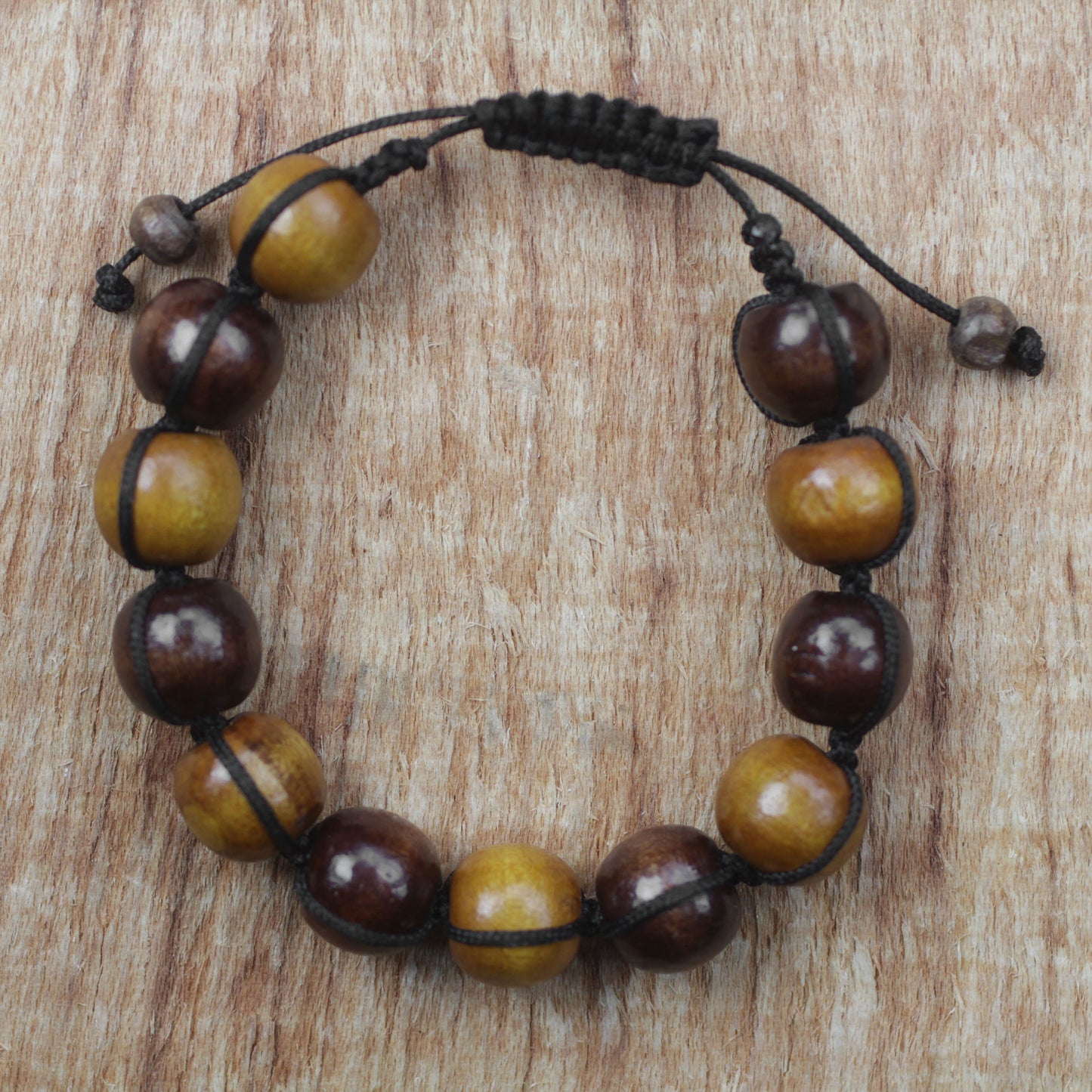 Lively Shades Adjustable Sese Wood Beaded Bracelet from Ghana