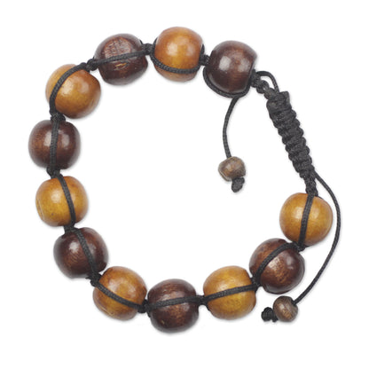 Lively Shades Adjustable Sese Wood Beaded Bracelet from Ghana