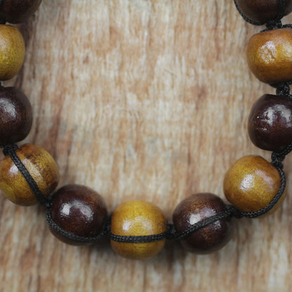 Lively Shades Adjustable Sese Wood Beaded Bracelet from Ghana