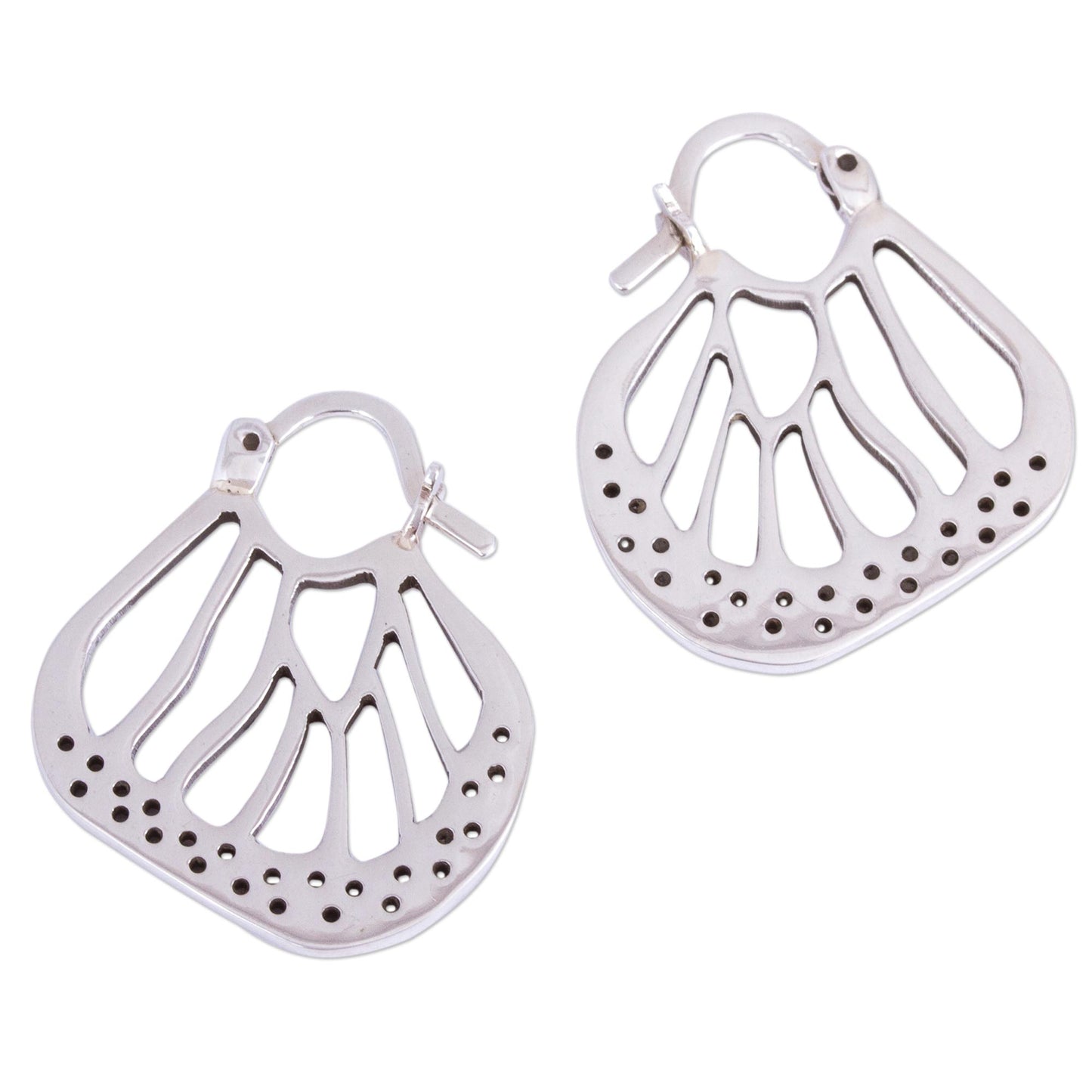 Flying Lobes Taxco Sterling Silver Hoop Earrings from Mexico