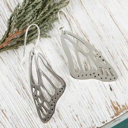 Lovely Wings Sterling Silver Butterfly Wing Dangle Earrings from Mexico