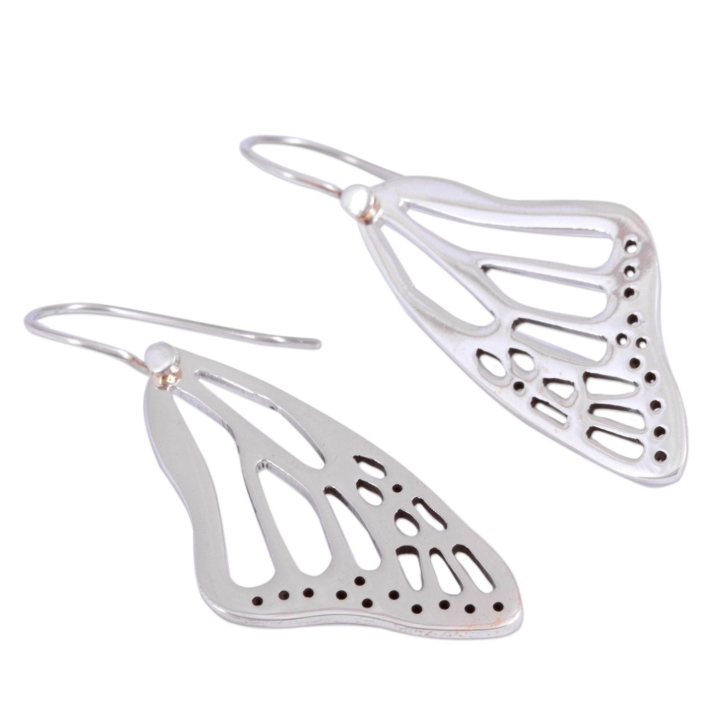 Lovely Wings Sterling Silver Butterfly Wing Dangle Earrings from Mexico