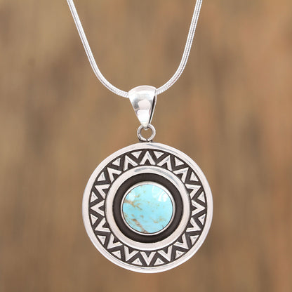 Zigzag Corona Turquoise & Silver Pendant Necklace